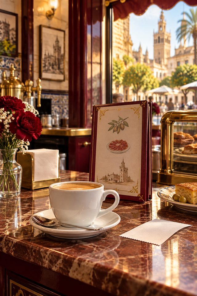 Una cafetería española, escena de un reto de A1.1